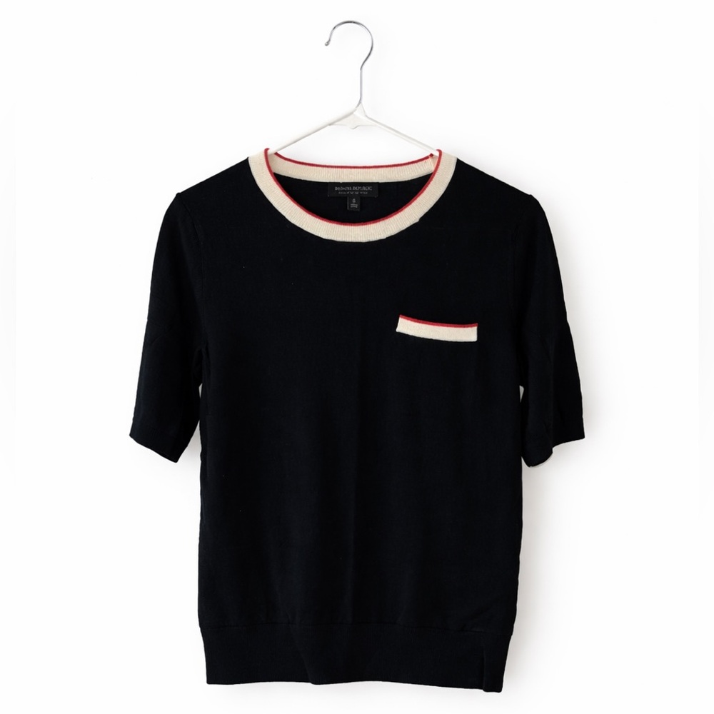 Banana Republic Black Sweater with Red and White Accents